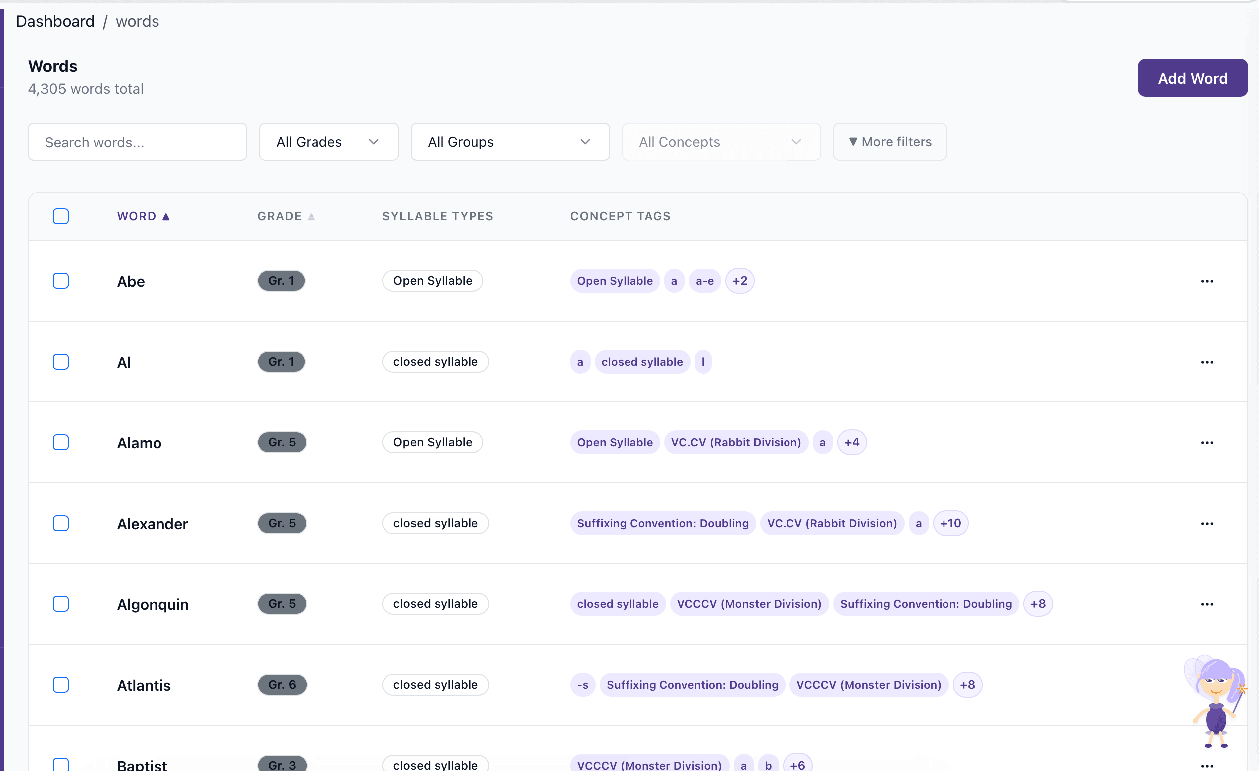 Integrated word search interface