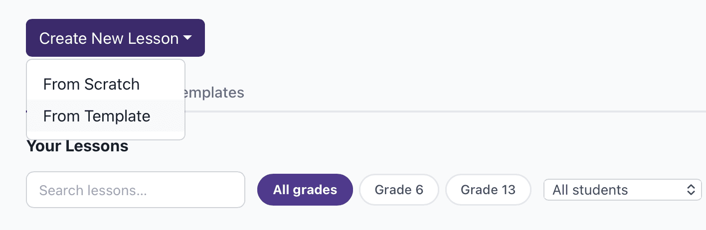 Custom lesson plan templates interface